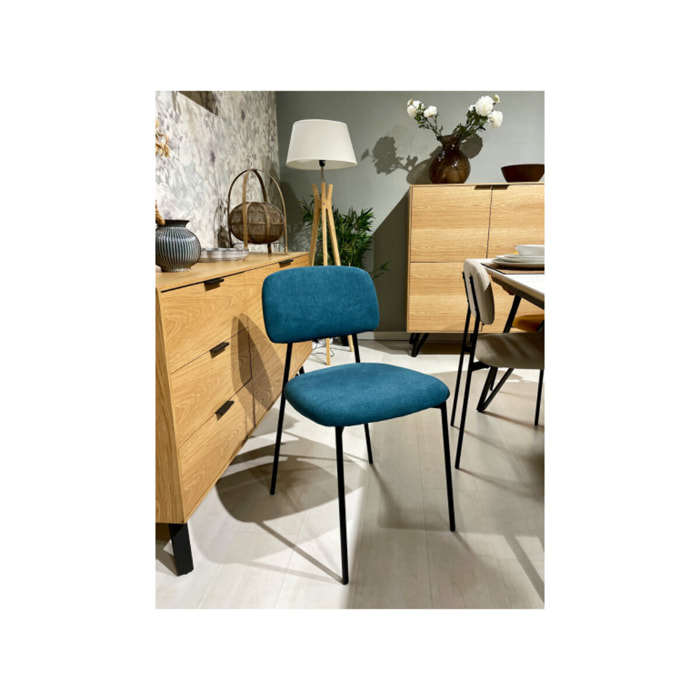 Chaise de repas en tissu doux avec 4 pieds en métal noir - MIRA