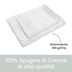 Set asciugamani bagno in cotone spugna 300 gr/mq, coppia viso e bidet morbida e assorbente, asciugatura efficace e comfort sulla pelle, resistenti ai lavaggi, ideali per uso quotidiano, set coordinato bagno, dimensioni 110x60 cm e 60x40 cm