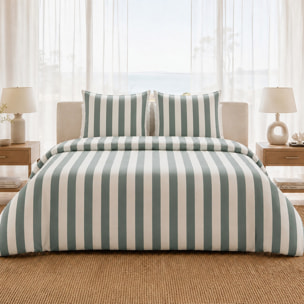 Parure housse de couette 100% percale de coton rayures verticales - TALAM