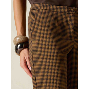 Oltre - Pantaloni in punto milano pied de poule - Marrone