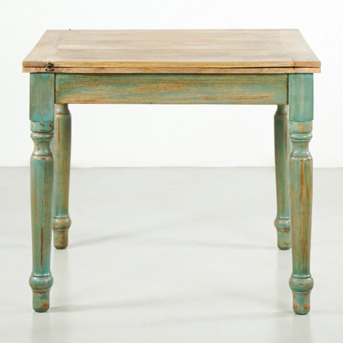 Tavolo allungabile mango decapato azzurro 90-180x90x77 - Salento