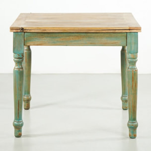 Tavolo allungabile mango decapato azzurro 90-180x90x77 - Salento