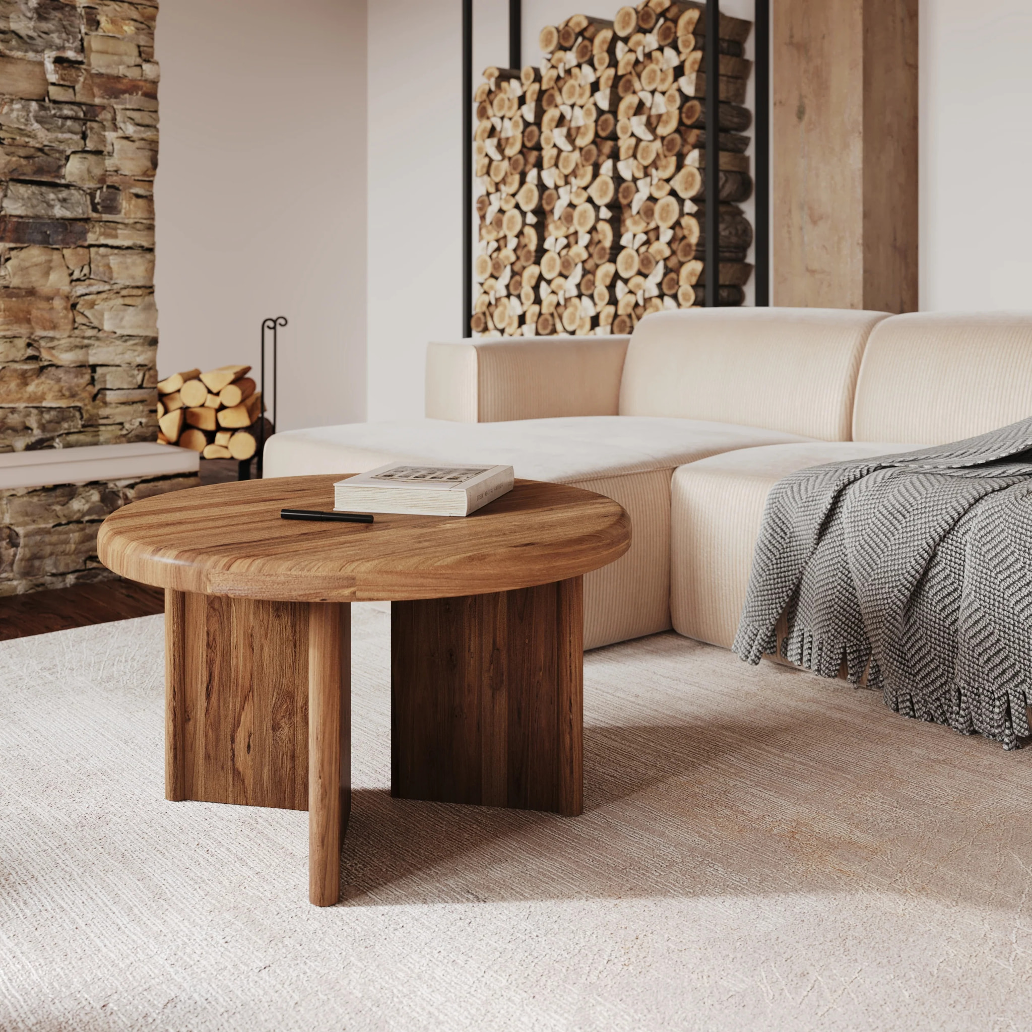 Table basse ronde en bois de teck recyclé D80 cm - Bana