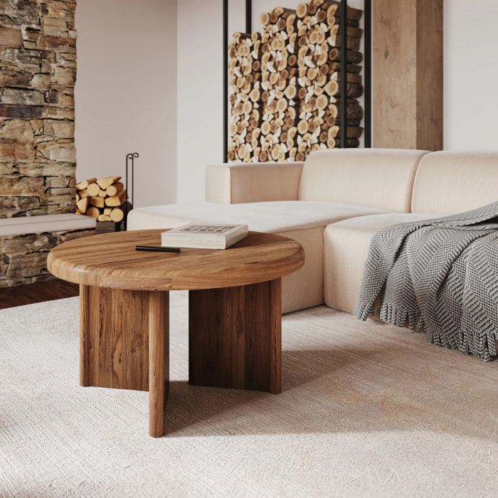 Table basse ronde en bois de teck recyclé D80 cm - Bana