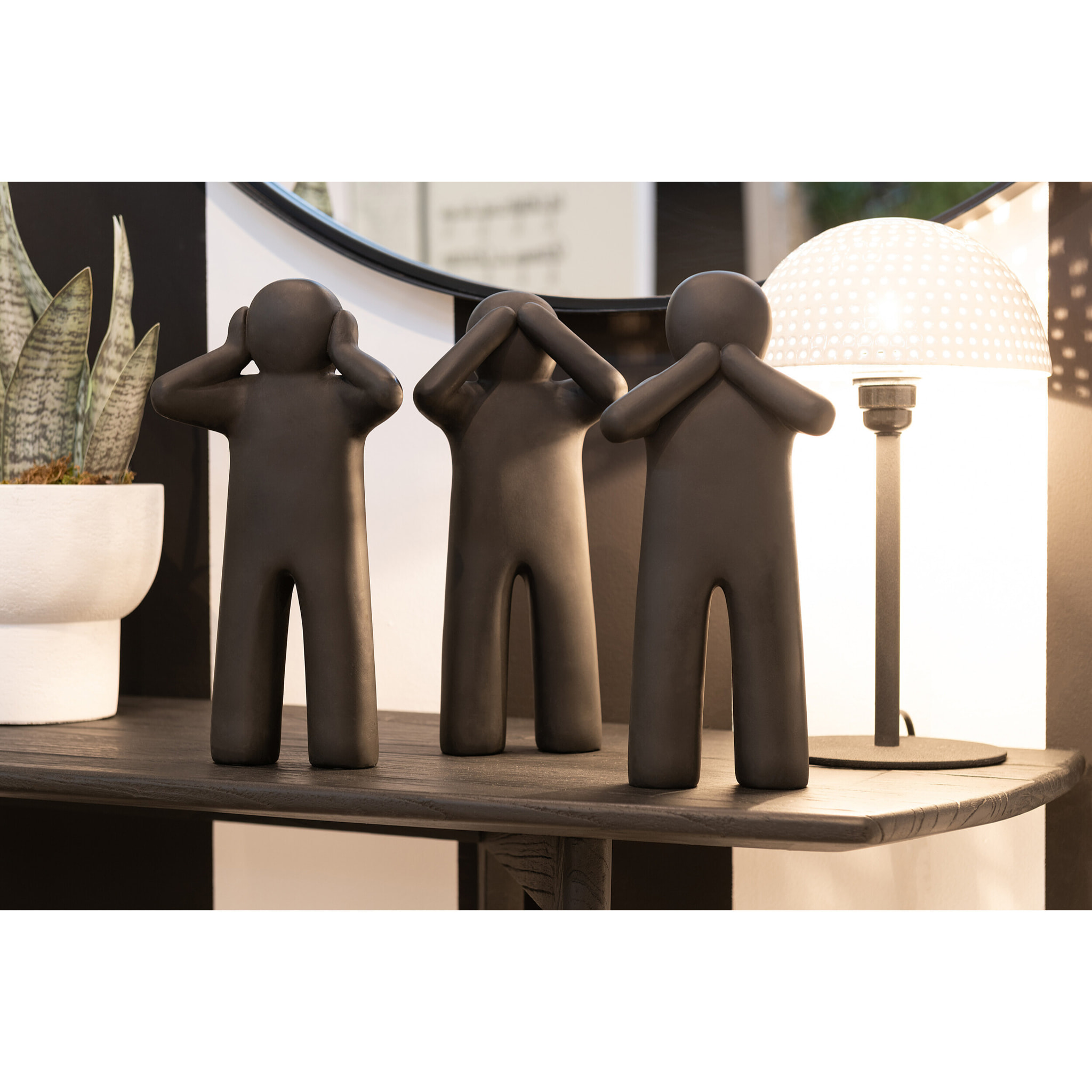 J-Line décoration p'tit maurice - poly - noir - 3 pcs