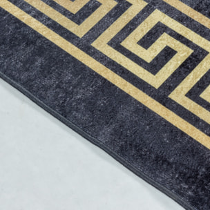FIESTA - Tapis à frise grecque noir et doré