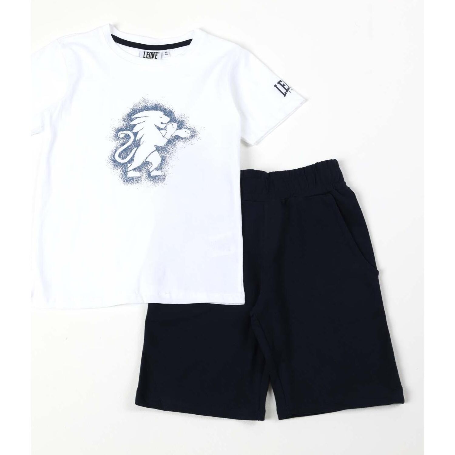 Set completo da bambino in cotone con t-shirt e pantaloncini Leone Tie Dye