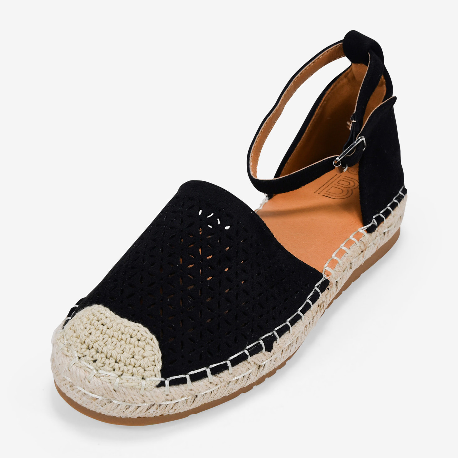 Alpargatas negras planas con esparto