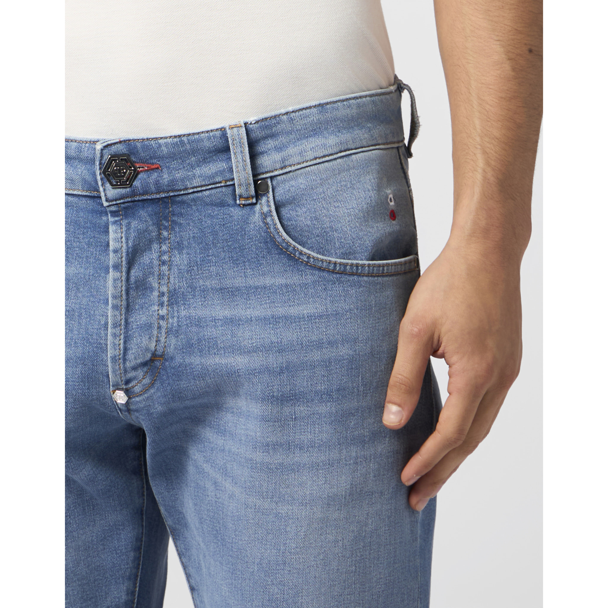 PHILIPP PLEIN Super Straight Cut Jeans Basic Cocco Label