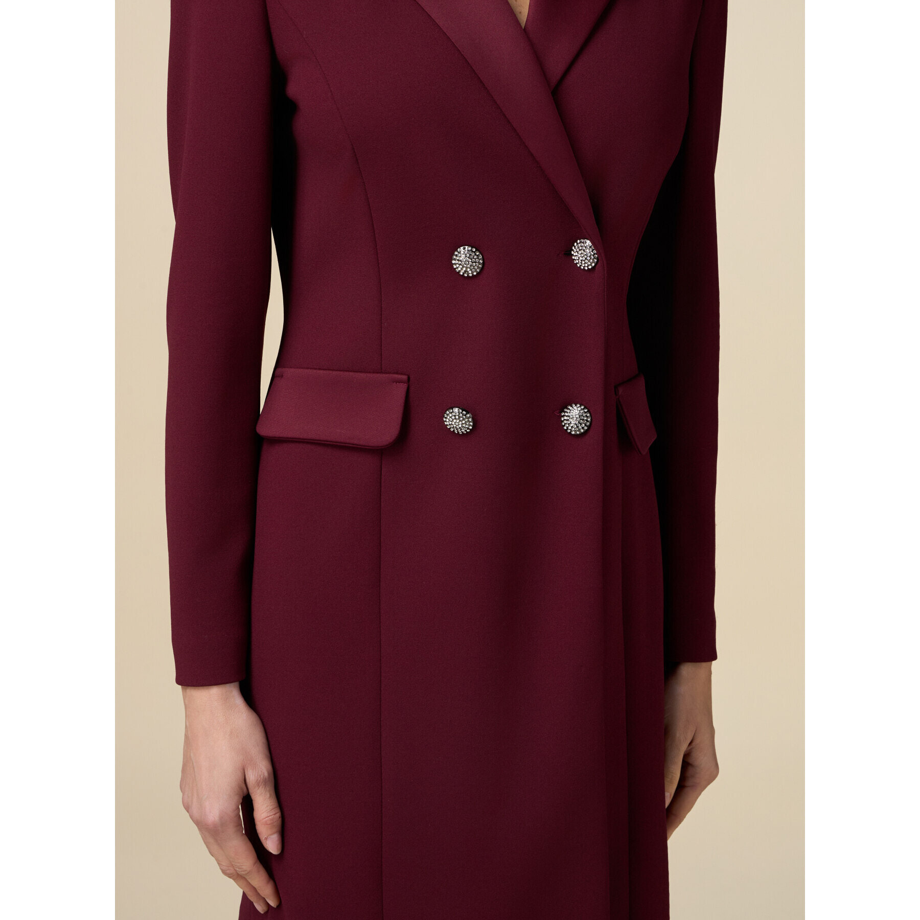 Oltre - Robe manteau doppiopetto con bottoni gioiello - Bordeaux