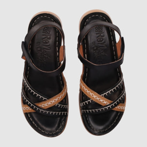 Sandalias de Piel - Negro - Tacón: 5 cm