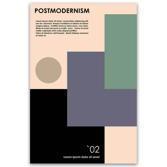 Tableau postmodernisme formes géométriques beige et vert Toile imprimée