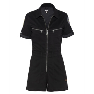 TRSWIFTW SHORT JUMPSUIT WITH MILITARY BADGES IN TENCEL 63% COTTON 18% TENCEL 15% POLYESTER 4% ELASTANE Nero