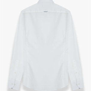camicia uomo 1 bottone button down slim Satin Unito Bianco