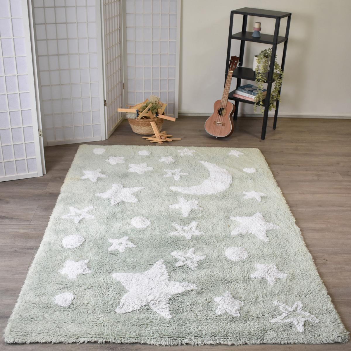 Tapis enfant 100% BIO, lune et étoile