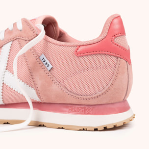 Sneakers de Estilo Retro Running en Serraje y Rejilla Color Rosa MUNICH MASSANA CLASSIC WMN 595