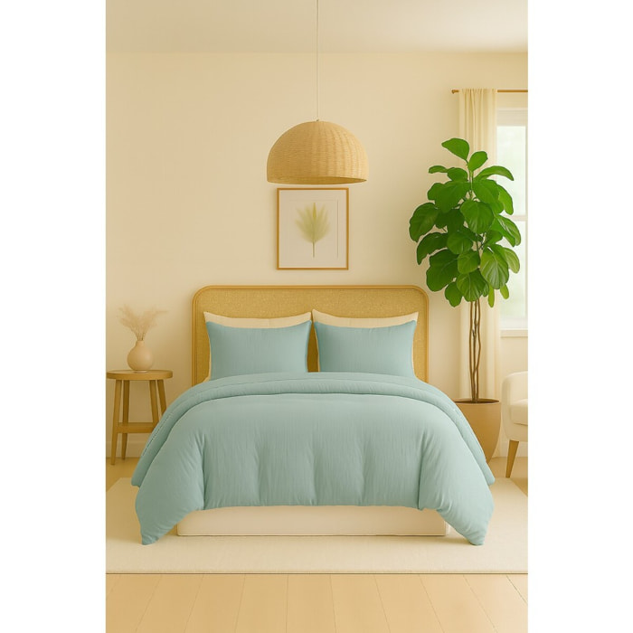 Parure housse de couette gaze de coton amande