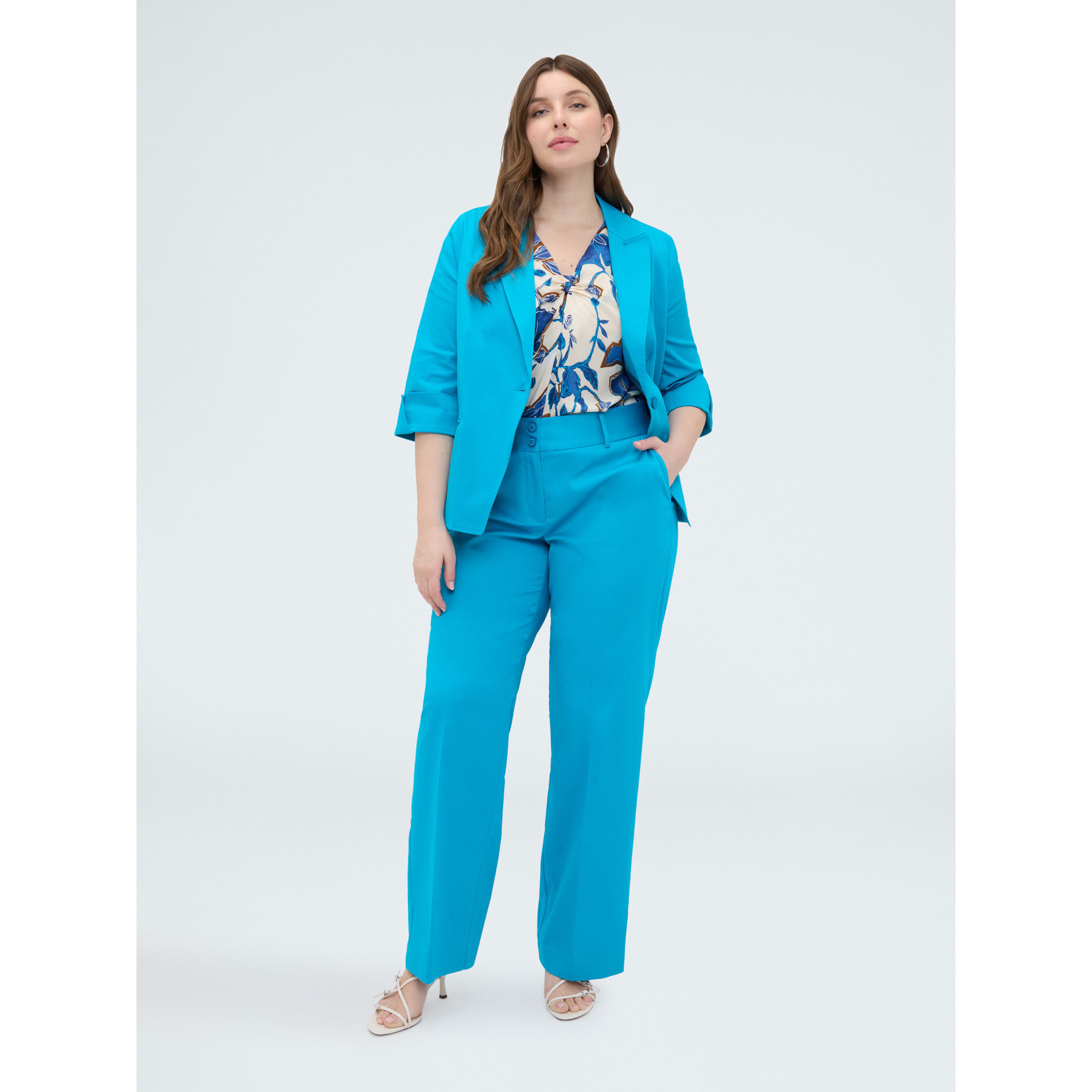 Fiorella Rubino - Blazer de mezcla de algodón con solapas - Light - blue