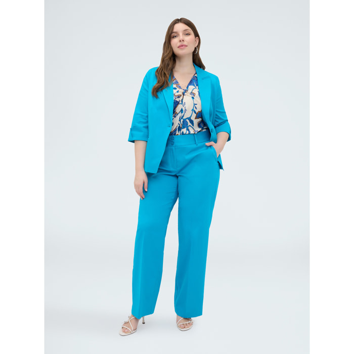 Fiorella Rubino - Blazer de mezcla de algodón con solapas - Light - blue
