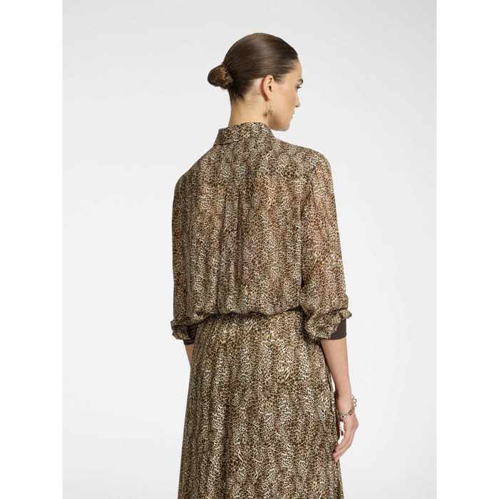 Elena Mirò - Camisa con estampado animal - Marrón