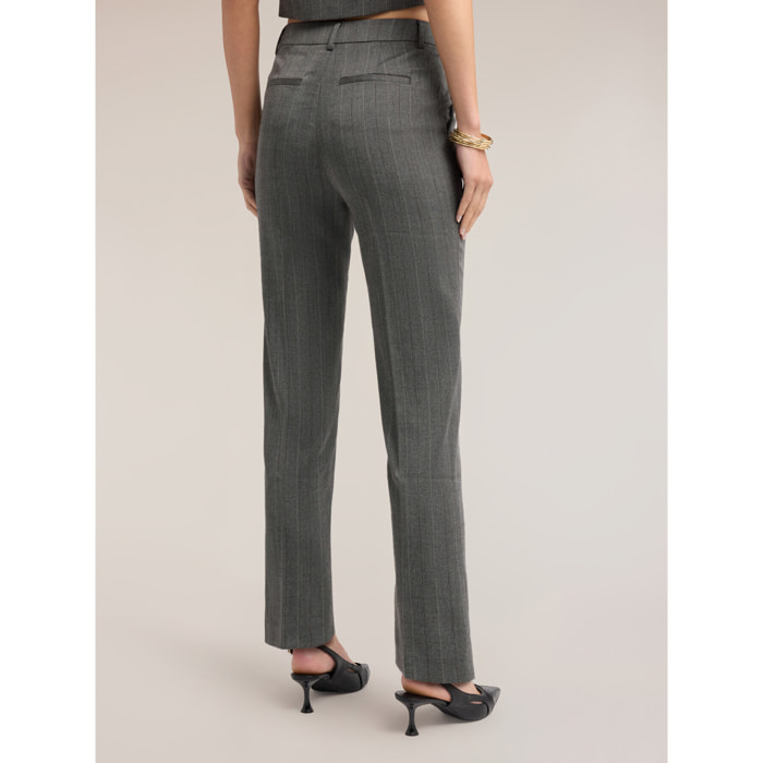 Motivi - Pantaloni slim gessati in tinto filo - Grigio
