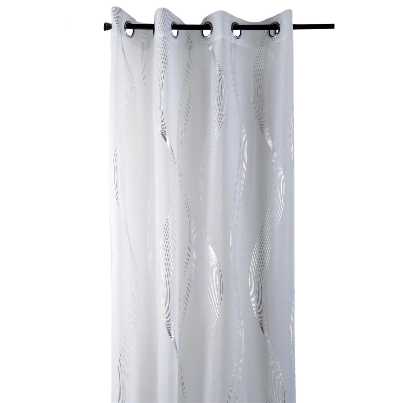 Voilage rayures ondulées métalisées - Blanc