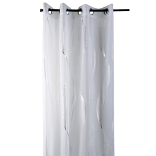 Voilage rayures ondulées métalisées - Blanc