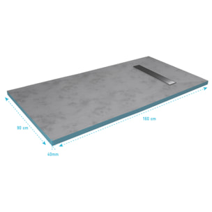 RECEVEUR DE DOUCHE A CARRELER 90x160CM RECOUPABLE SUR MESURE AVEC BONDE CANIVEAU RAINY LINEAR 160