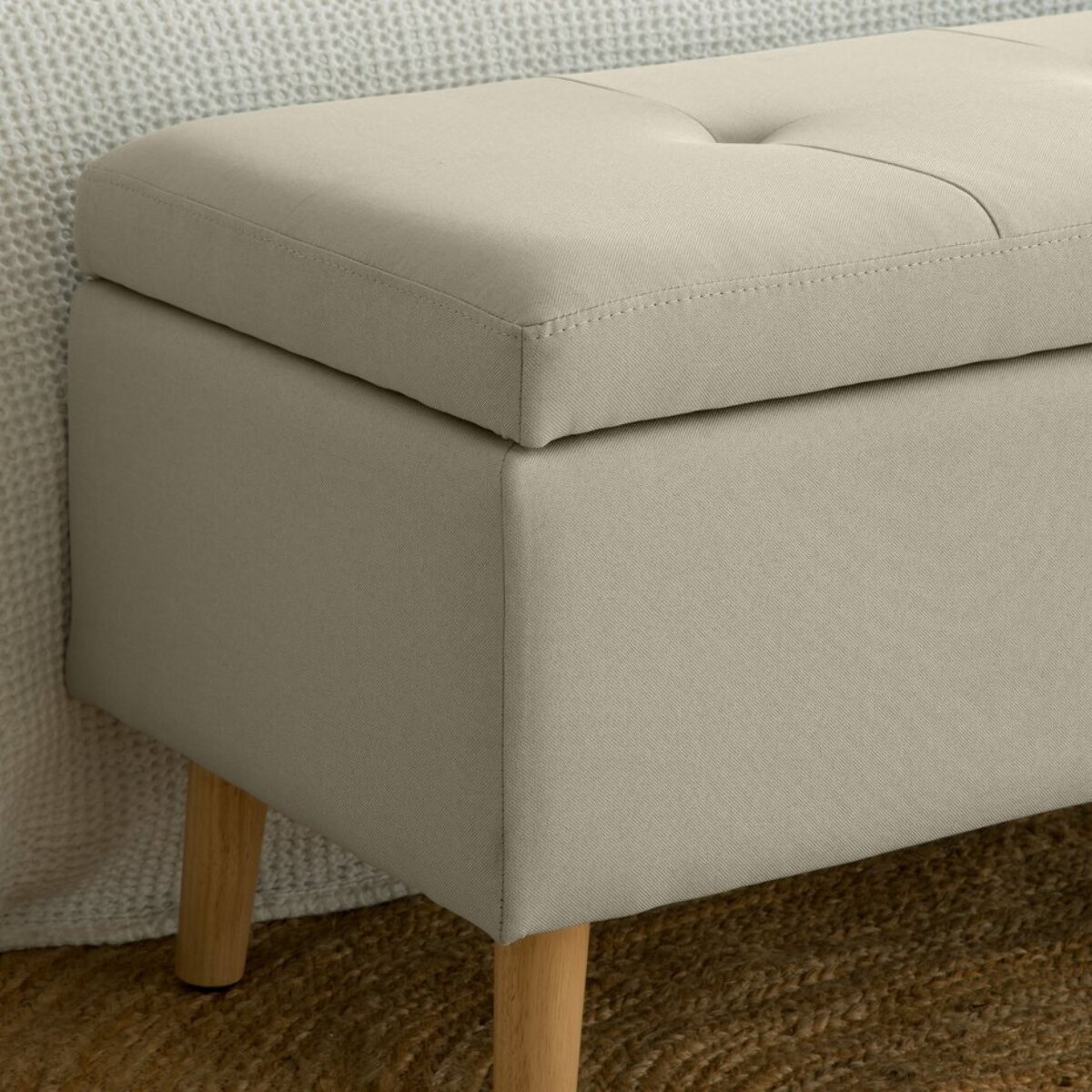 Banc Ivis -marcos en contreplaqué, mousse et rembourrage-couleur beige 106 x 46 x 43 cm