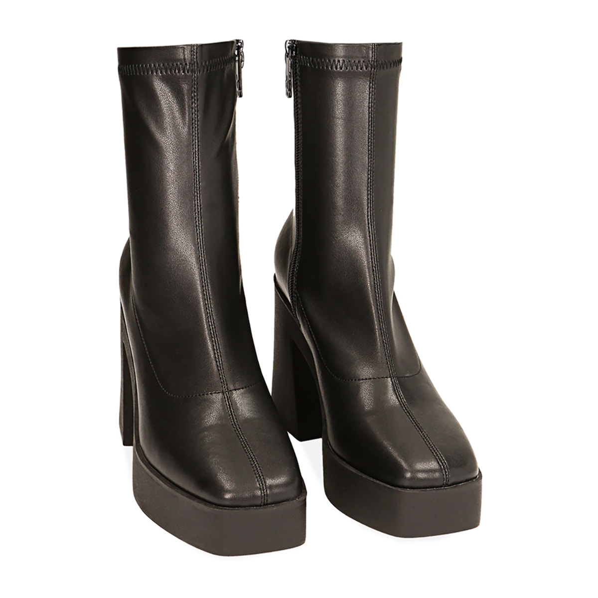 Ankle boots platform neri, tacco 10 cm