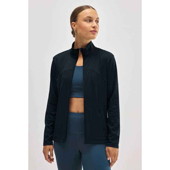 Giacca sportiva nera traspirante e aderente