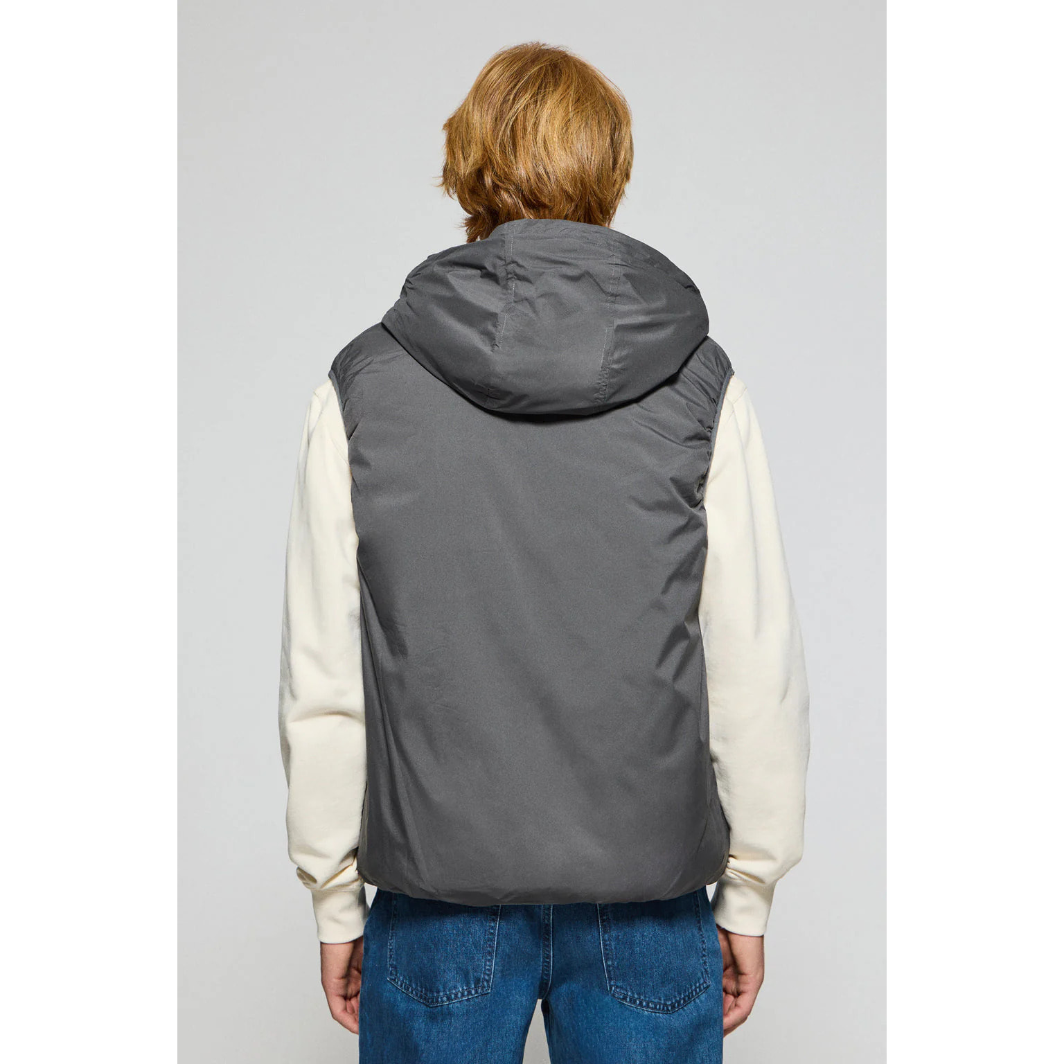 Gilet grigio scuro leggero con cappuccio fisso e particolari Polo Club