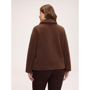 Fiorella Rubino - Giacca effetto teddy con collo a camicia - Marrone