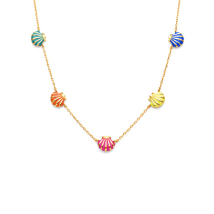 Collar Conchas Enamel Baño Oro