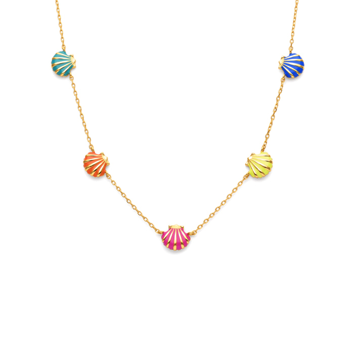 Collar Conchas Enamel Baño Oro