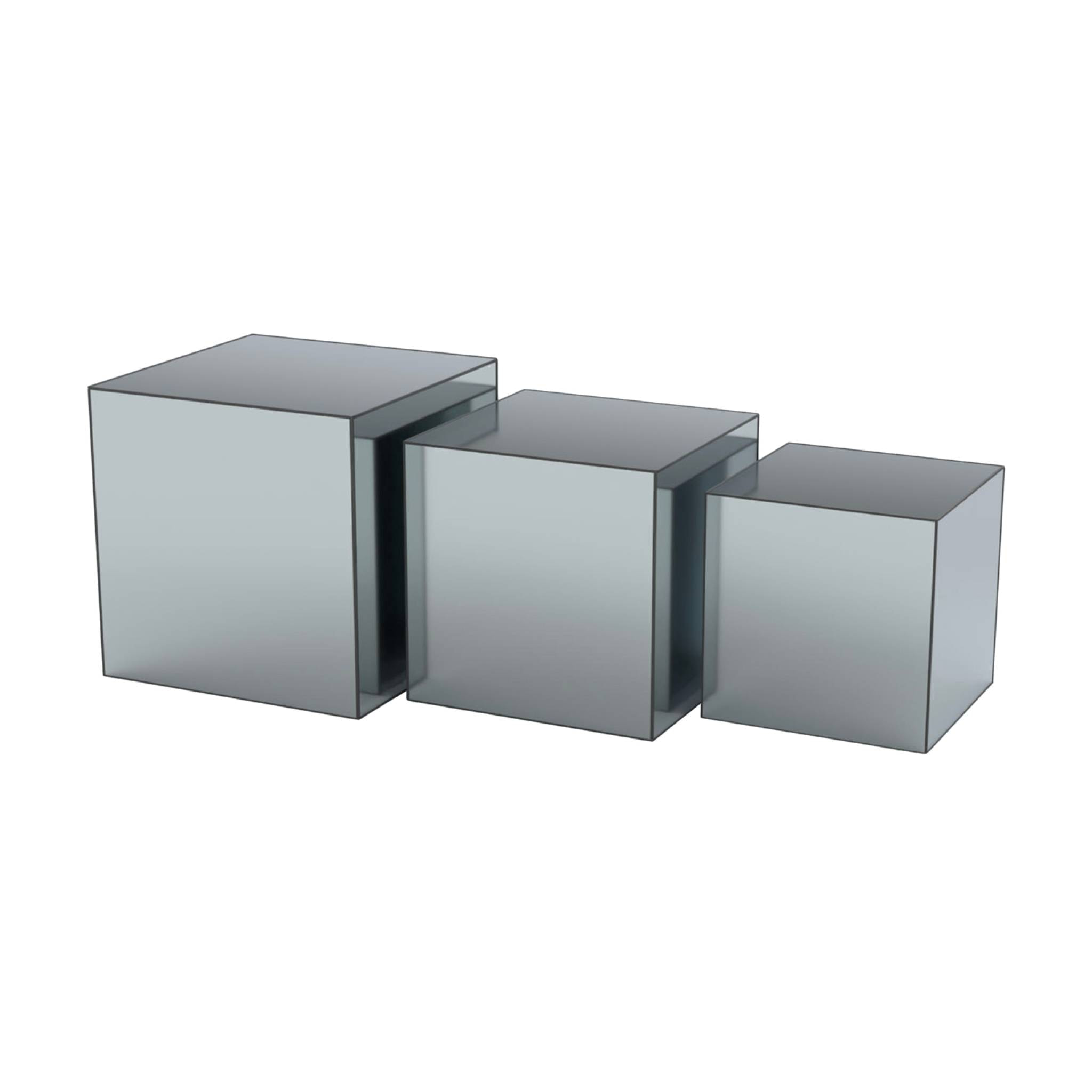 Table cubique miroir transparent. bout de canapé. table d'appoint cube miroir 35cm