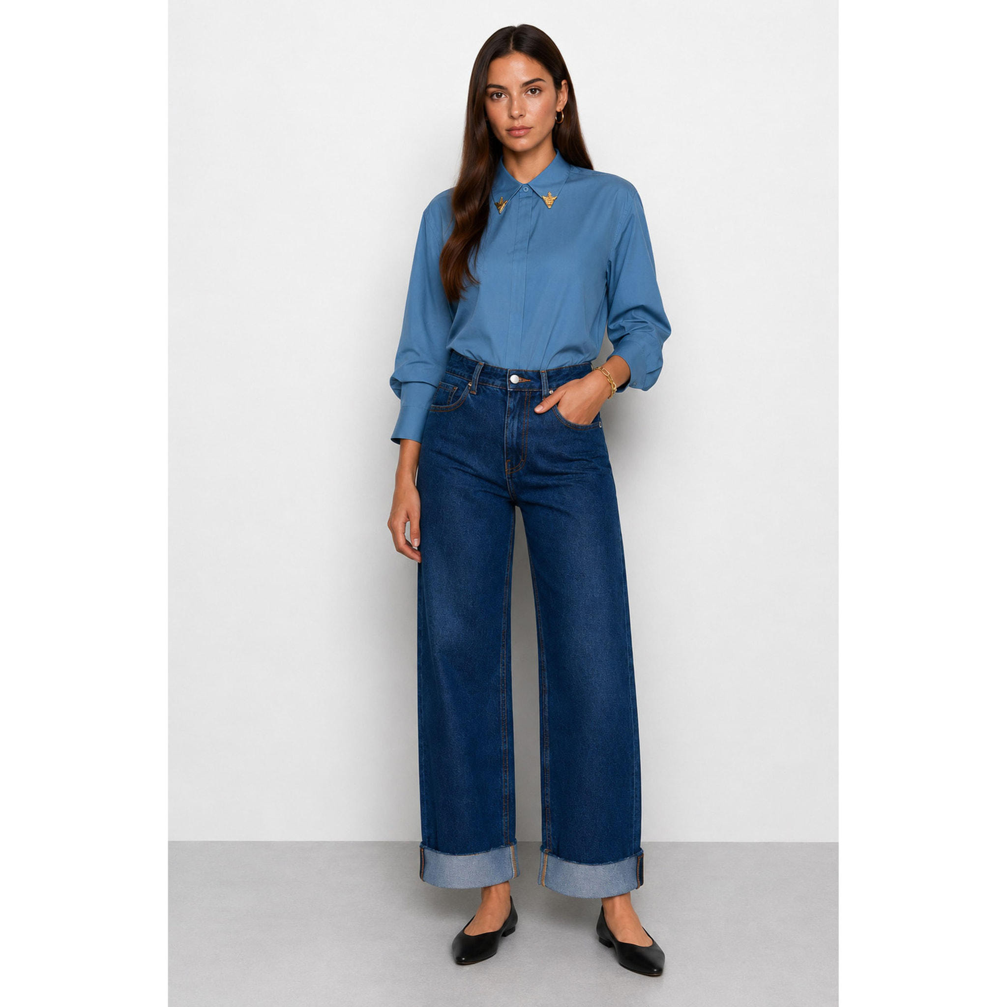 Kocca - Camicia da donna in lyocell e cotone con colletto decorato Donna
