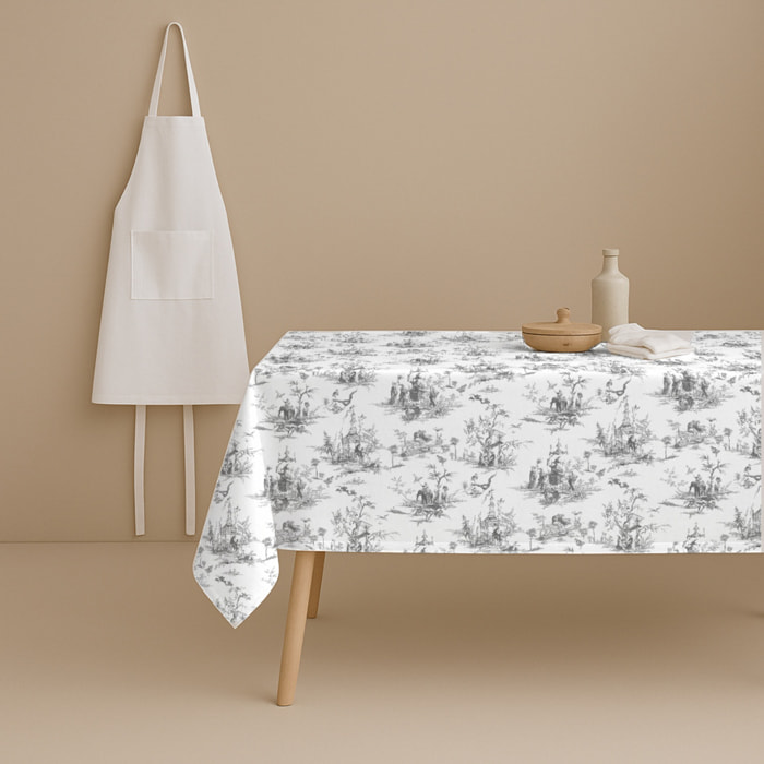 Naturals - Mantel de Tela Estampado - Antimanchas - 100% Algodón - Half panamá - Siam Black