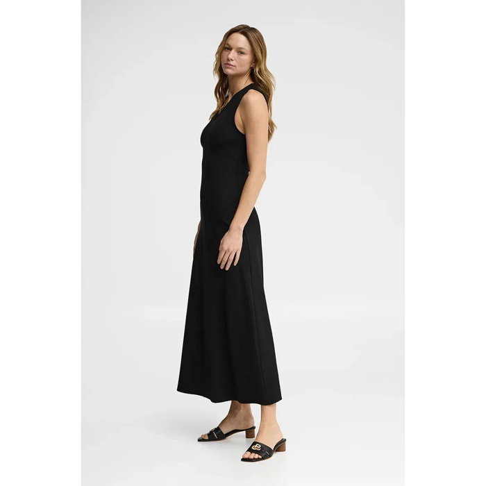 Vestido negro sin mangas de cuello pico y logo Polo Club