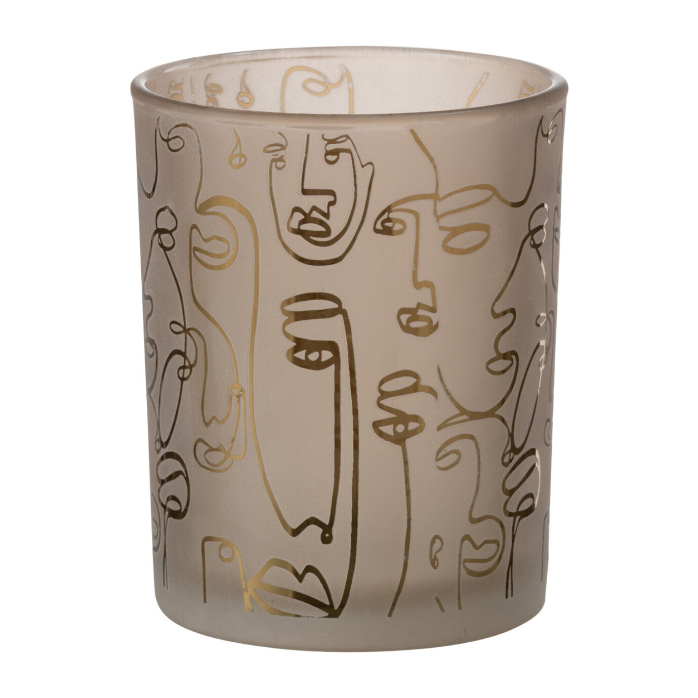 J-Line photophore Happy Faces - verre - beige - medium