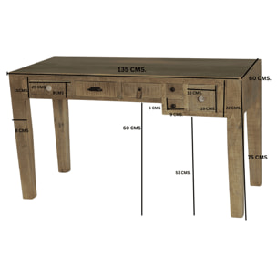 Bureau en bois Puro 6 tiroirs 135x60cm Kare Design
