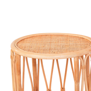 Table d'Appoint Rotin & Cannage Poggio, L.41 x H.51 cm, Style Bohème Naturel