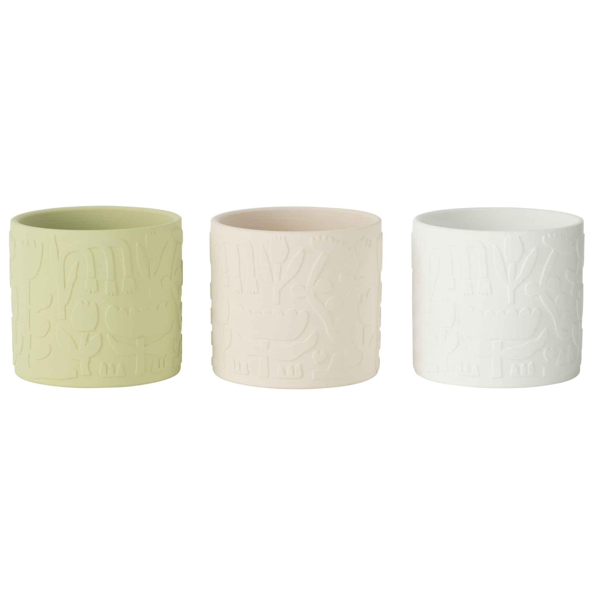 J-Line cache-pot Aloha - céramique - mix - large - 3 pièces - Ø 13.5 cm