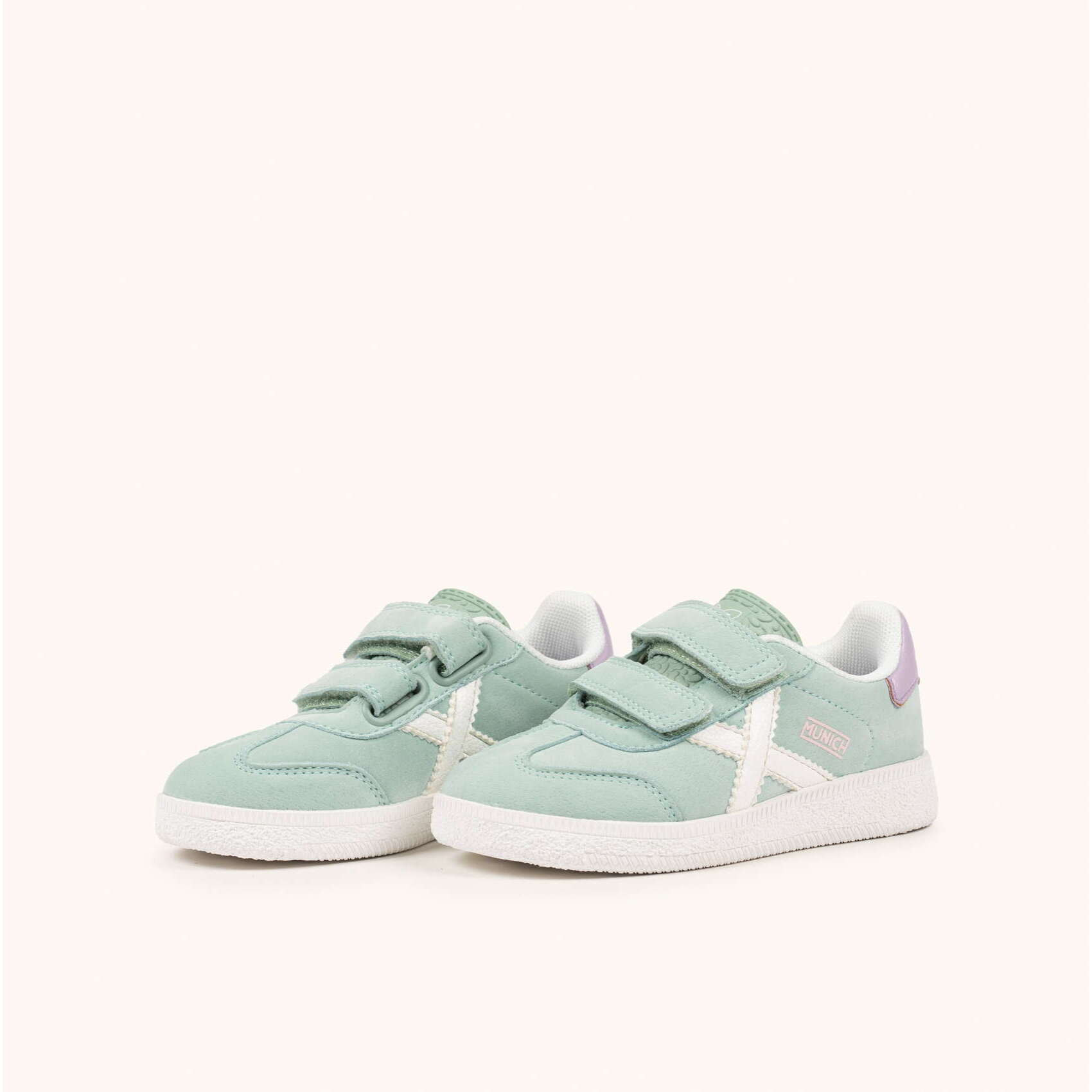 Zapatillas Infantiles Verde Agua con Velcro y Detalles Lila MUNICH MINI BARRU VCO 17