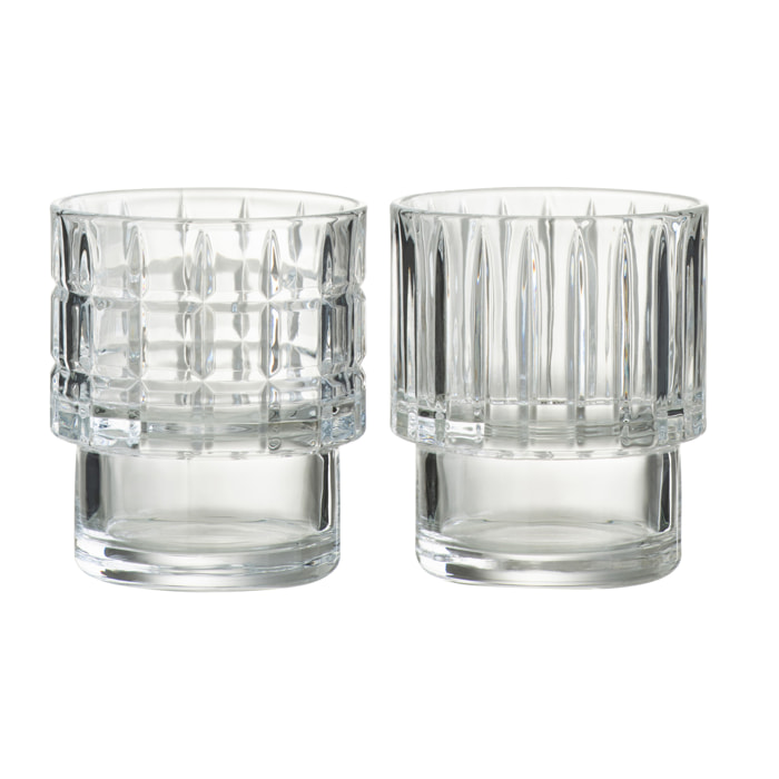 J-Line verre Whisky - verre - transparent - coffret cadeau - 2 pcs