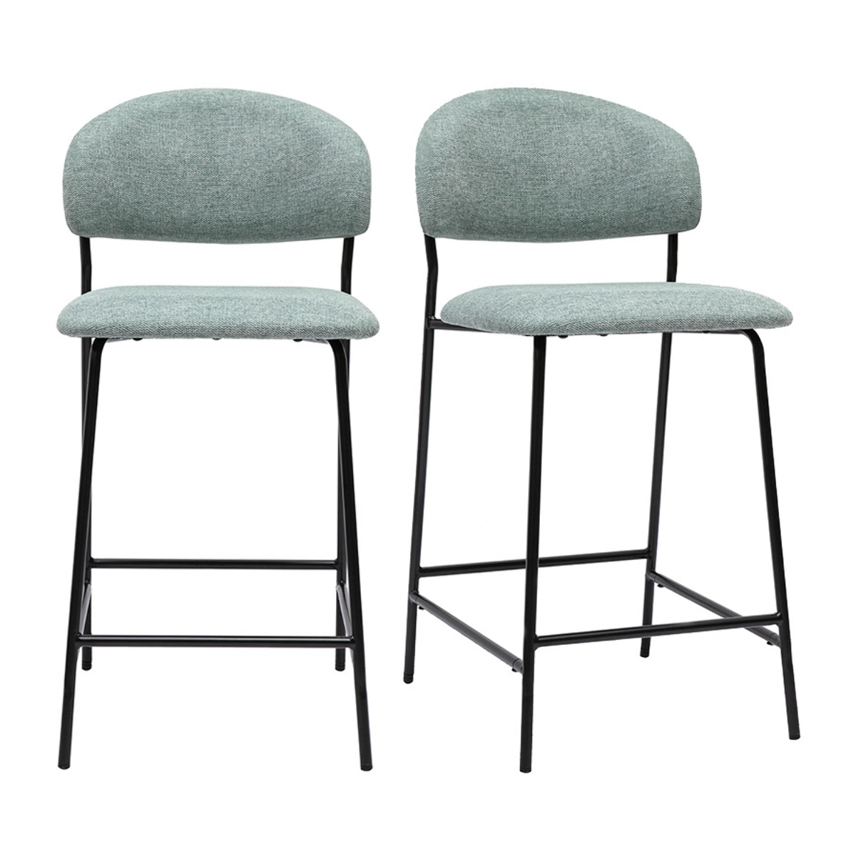 Tabourets de bar en tissu effet velours texturé vert céladon H64 cm (lot de 2) BENTA