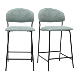 Tabourets de bar en tissu effet velours texturé vert céladon H64 cm (lot de 2) BENTA