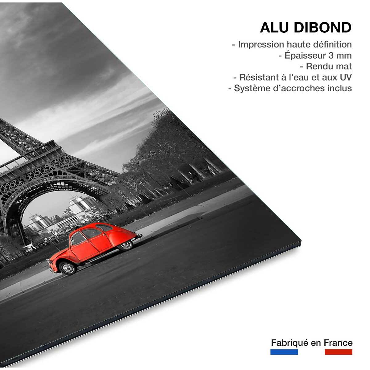 Tableau tour eiffel et voiture rouge Tableau alu Dibond