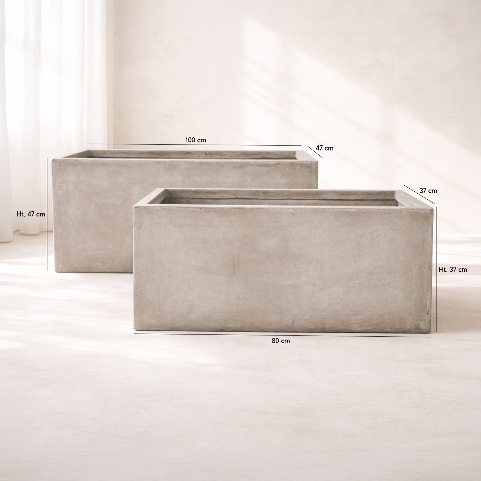 Lot de 2 pots en fibre d'argile h37/47cm FARO