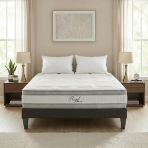 Matelas Royal 5*, 24 cm Mémoire de Forme & Mousse Hypersoft, Soutien Medium, Aération Optimale